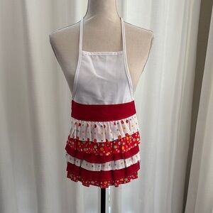 Kids Red and White Ruffled Apron - homemade